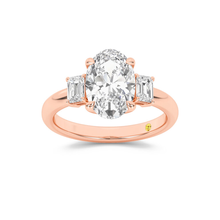 Moonbeam Emerald Cut Three Stone Lab Diamond Engagement Ring
