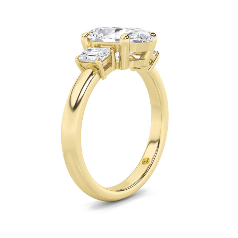 Moonbeam Emerald Cut Three Stone Lab Diamond Engagement Ring