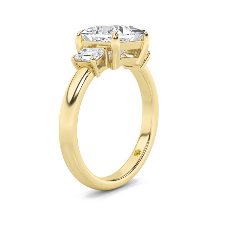 Moonbeam Emerald Cut Three Stone Lab Diamond Engagement Ring