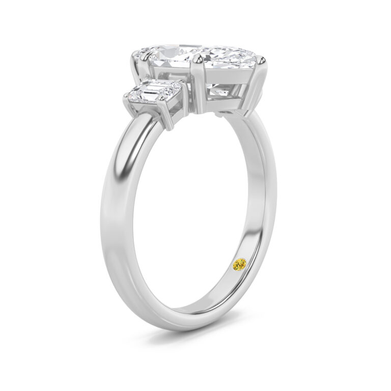 Moonbeam Emerald Cut Three Stone Lab Diamond Engagement Ring