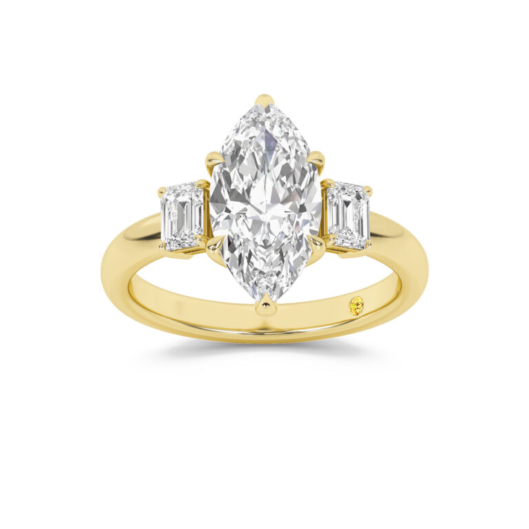 Moonbeam Engagment Ring with the Cleo Wedding Band