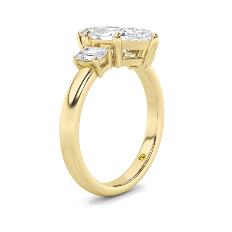 Moonbeam Emerald Cut Three Stone Lab Diamond Engagement Ring