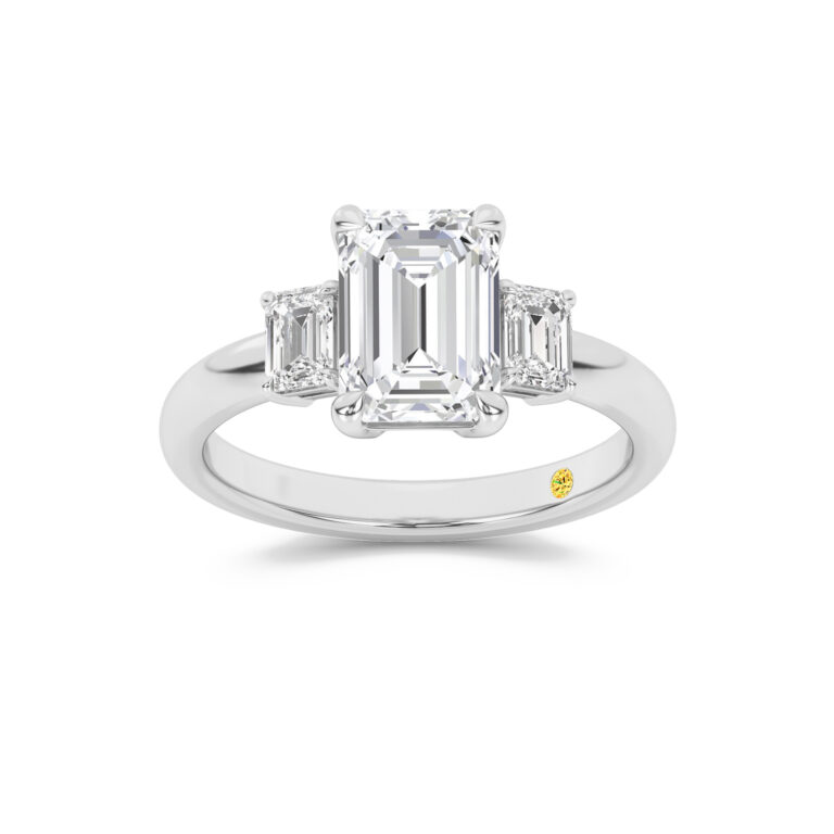Moonbeam Emerald Cut Three Stone Lab Diamond Engagement Ring