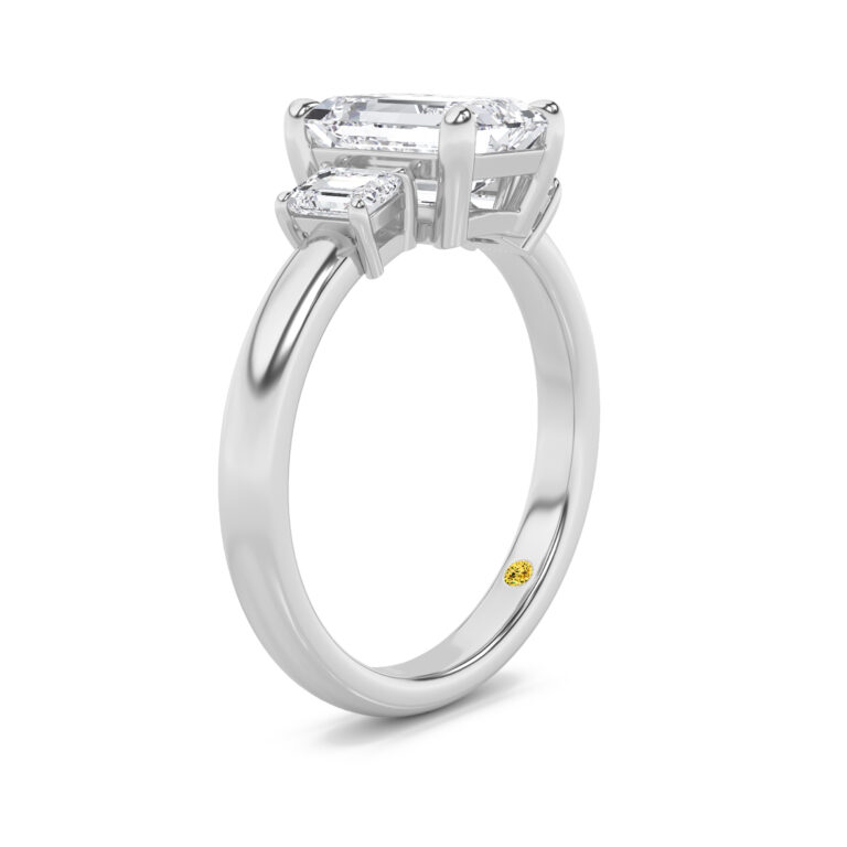 Moonbeam Emerald Cut Three Stone Lab Diamond Engagement Ring