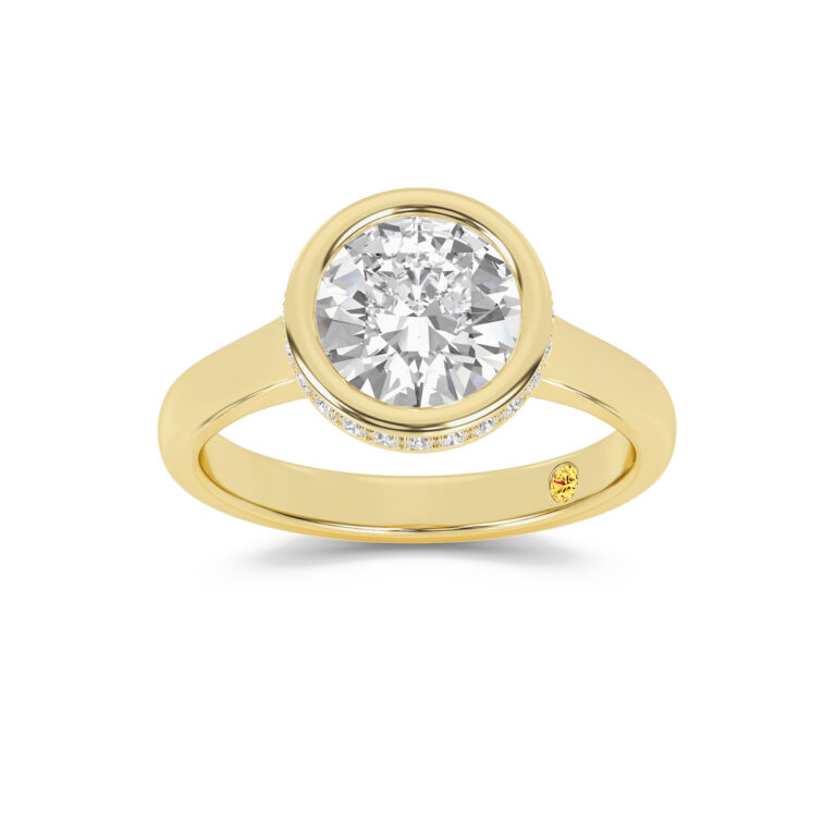 Secret Kiss Bezel Set Hidden Halo Lab Diamond Engagement Ring