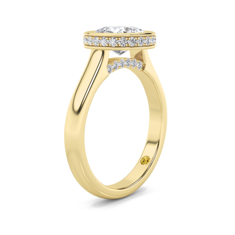 Secret Kiss Bezel Set Hidden Halo Lab Diamond Engagement Ring
