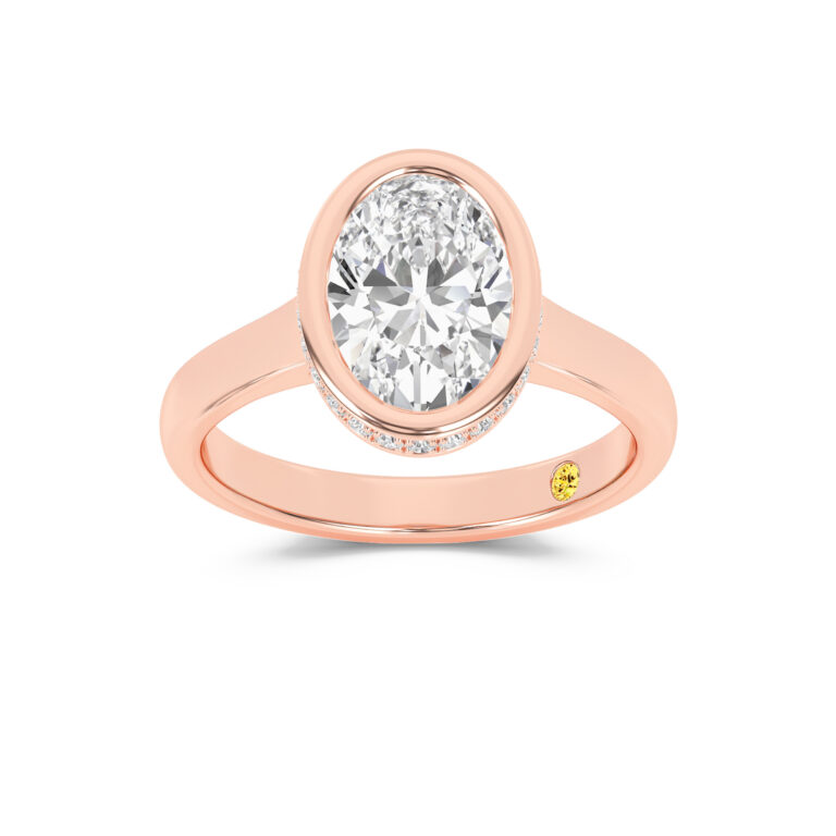 Secret Kiss Bezel Set Hidden Halo Lab Diamond Engagement Ring