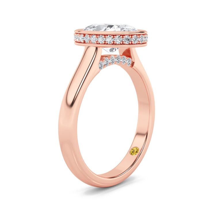 Secret Kiss Bezel Set Hidden Halo Lab Diamond Engagement Ring