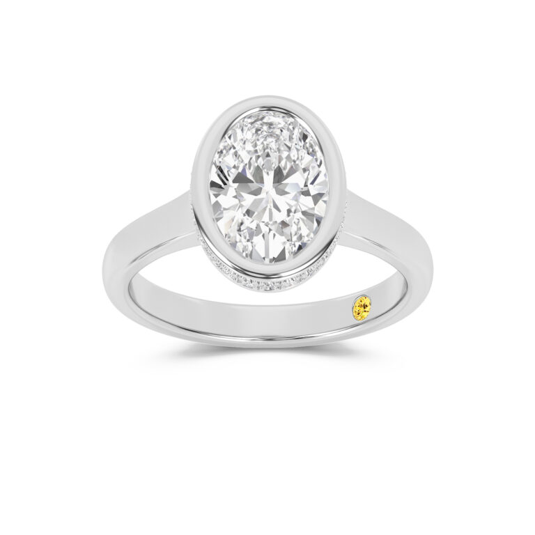 Secret Kiss Bezel Set Hidden Halo Lab Diamond Engagement Ring