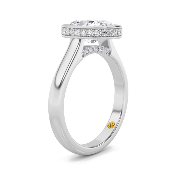 Secret Kiss Bezel Set Hidden Halo Lab Diamond Engagement Ring