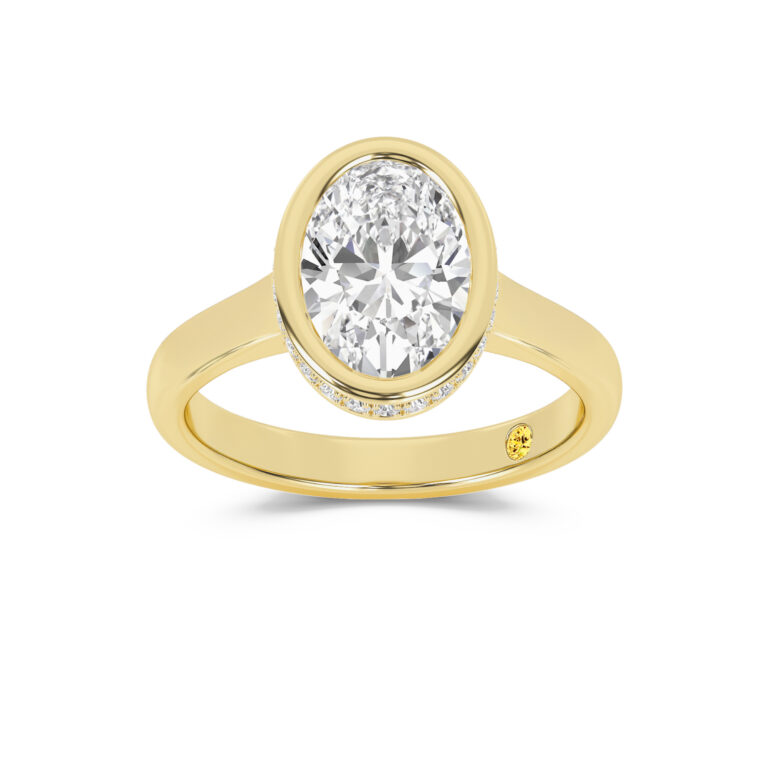 Secret Kiss Bezel Set Hidden Halo Lab Diamond Engagement Ring