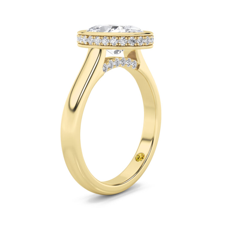 Secret Kiss Bezel Set Hidden Halo Lab Diamond Engagement Ring