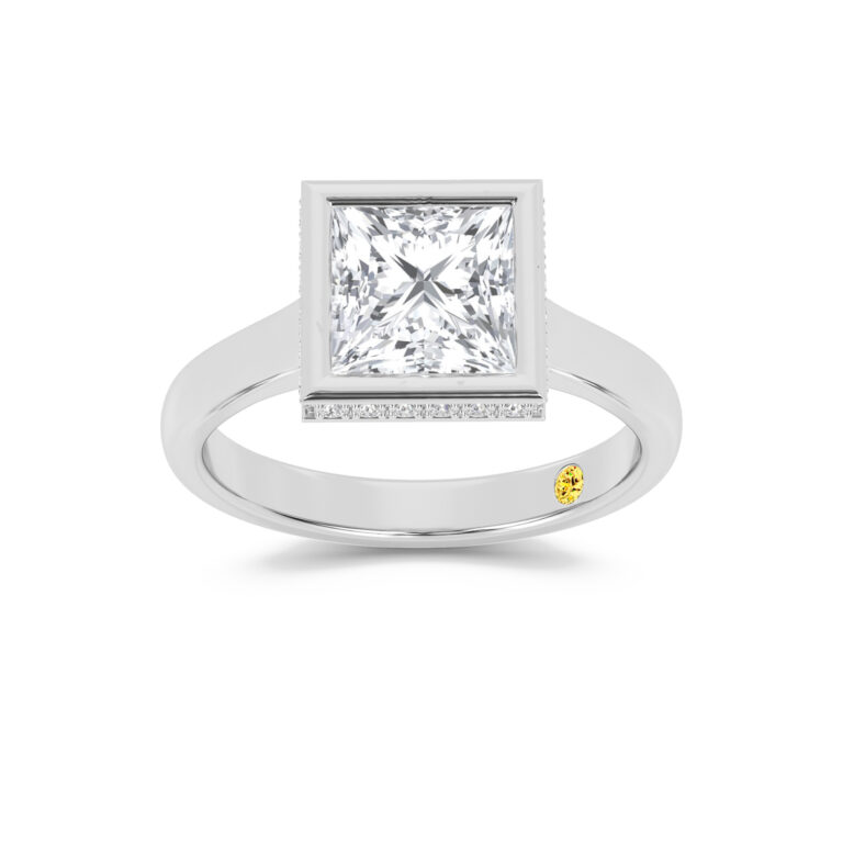 Secret Kiss Bezel Set Hidden Halo Lab Diamond Engagement Ring