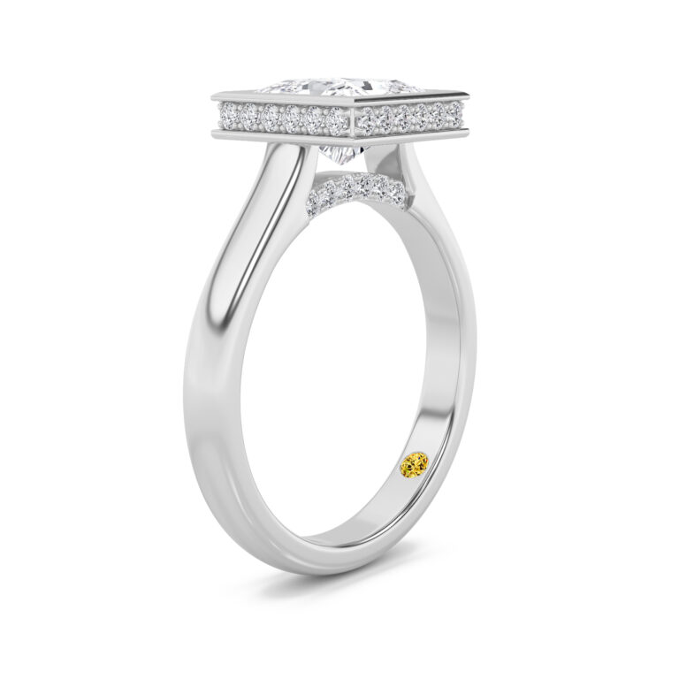 Secret Kiss Bezel Set Hidden Halo Lab Diamond Engagement Ring