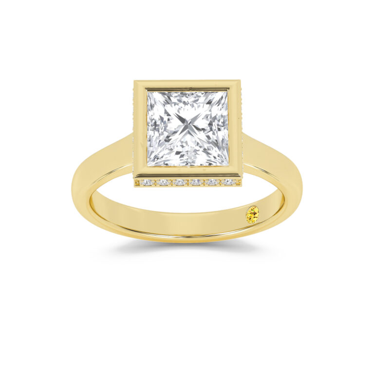 Secret Kiss Bezel Set Hidden Halo Lab Diamond Engagement Ring