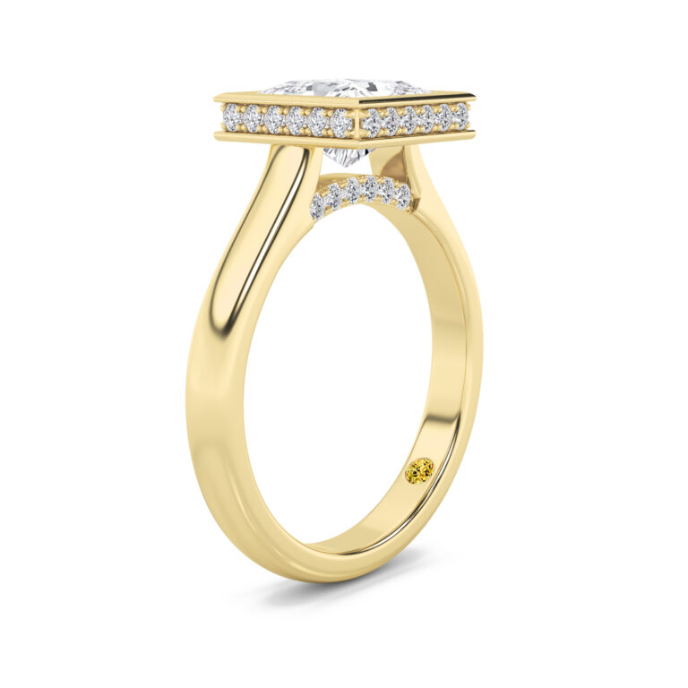Secret Kiss Bezel Set Hidden Halo Lab Diamond Engagement Ring