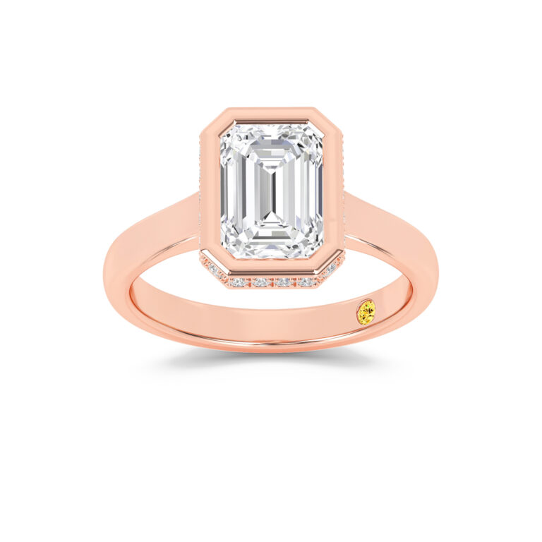 Secret Kiss Bezel Set Hidden Halo Lab Diamond Engagement Ring