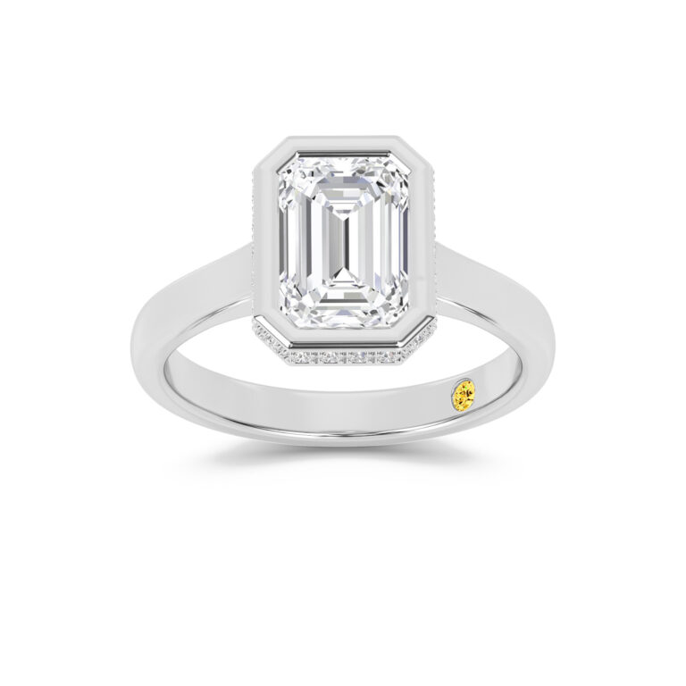 Secret Kiss Bezel Set Hidden Halo Lab Diamond Engagement Ring