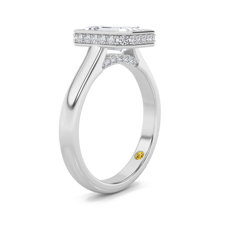 Secret Kiss Bezel Set Hidden Halo Lab Diamond Engagement Ring