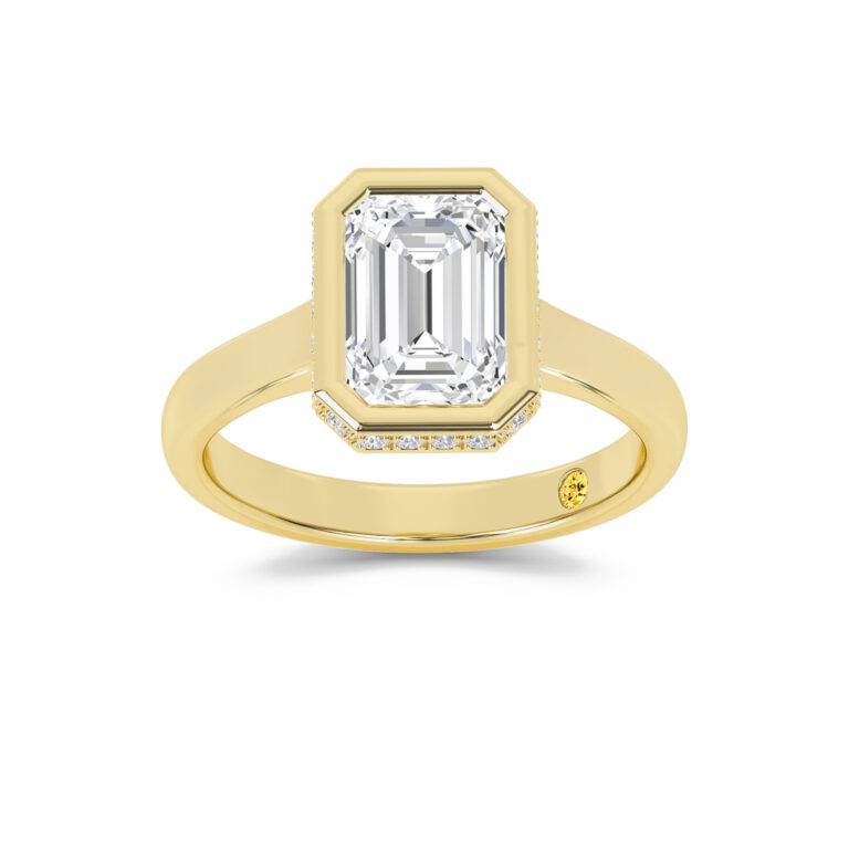 Secret Kiss Bezel Set Hidden Halo Lab Diamond Engagement Ring