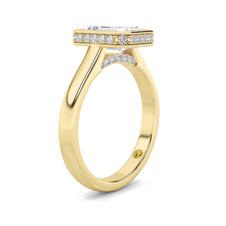 Secret Kiss Bezel Set Hidden Halo Lab Diamond Engagement Ring