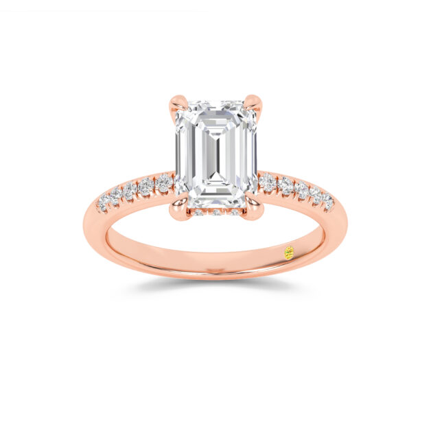 Aurelia Quarter Coverage Hidden Halo Emerald Cut Lab Grown Diamond Engagement Ring