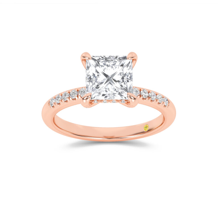 Aurelia Engagment Ring with the BonBon Quarter Coverage Wedding Band