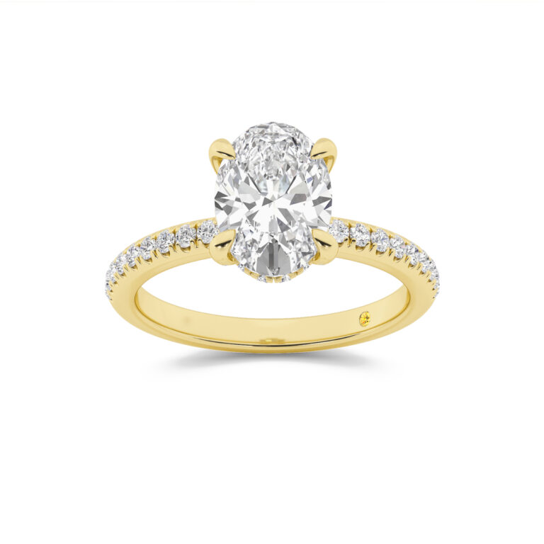 Aurelia Engagment Ring with the BonBon Half Coverage Wedding Band