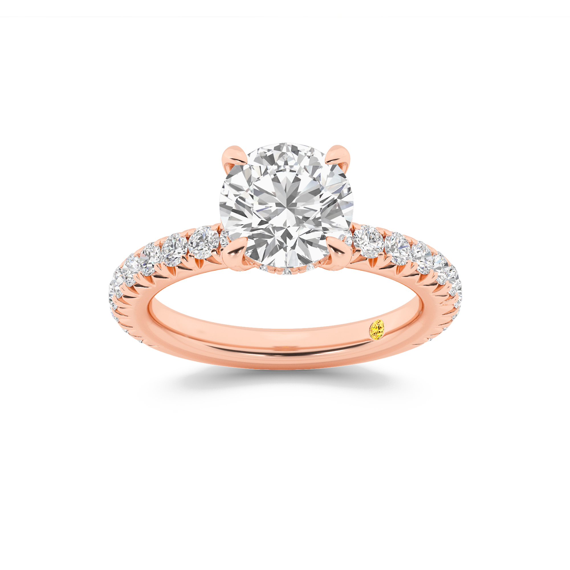 Embers Three Quarter Coverage Hidden Halo Round Lab Grown Diamond Engagement Ring | 10K Rose Gold 5 CT. TW.