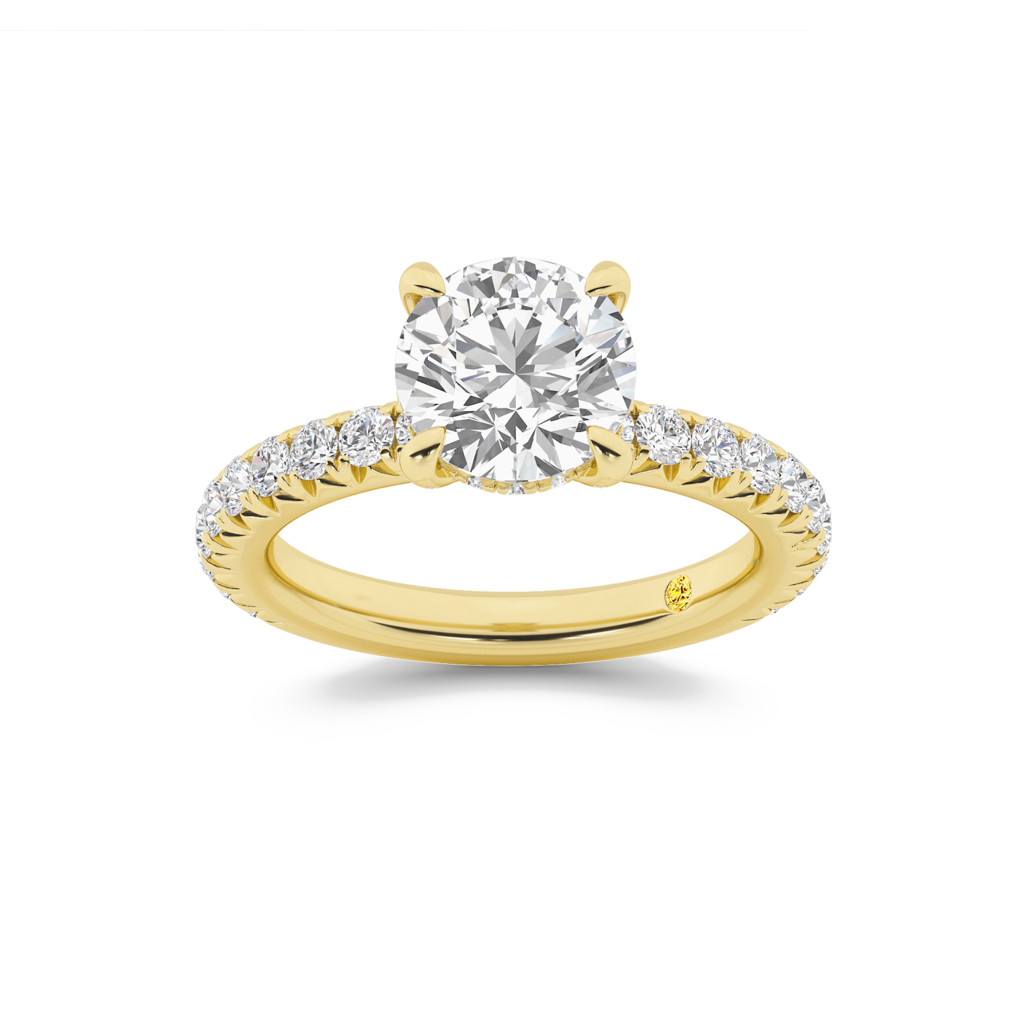 Embers Three Quarter Coverage Hidden Halo Round Lab Grown Diamond Engagement Ring | 10K Yellow Gold 5 CT. TW.