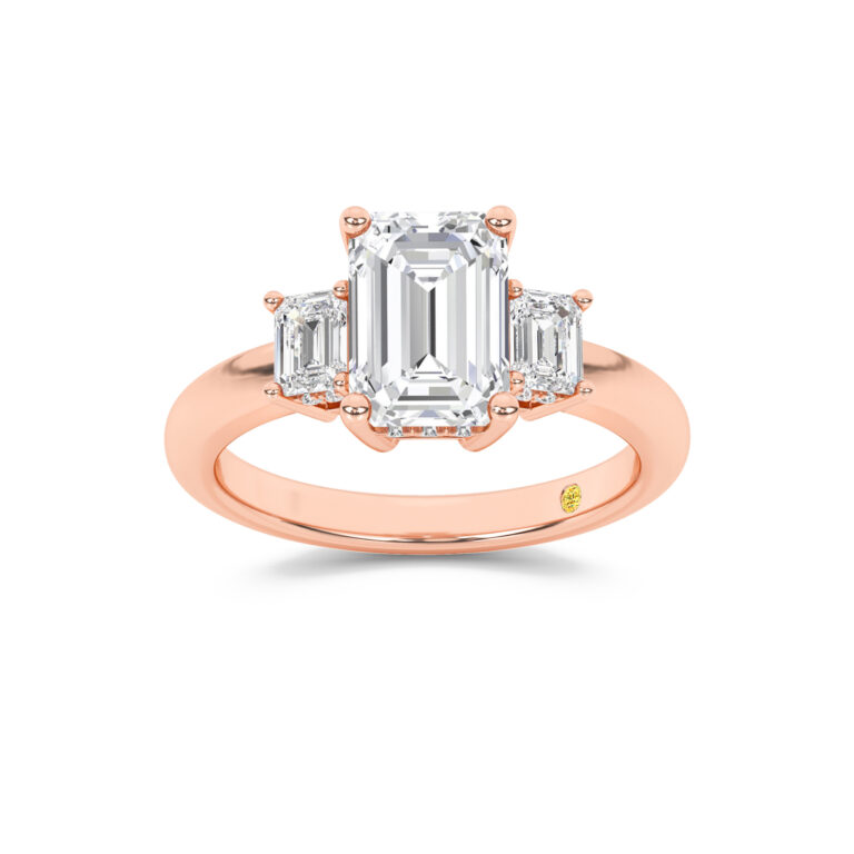 Seraphina Three Stone Hidden Halo Lab Diamond Engagement Ring