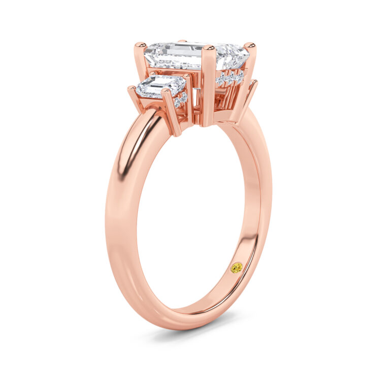 Seraphina Three Stone Hidden Halo Lab Diamond Engagement Ring