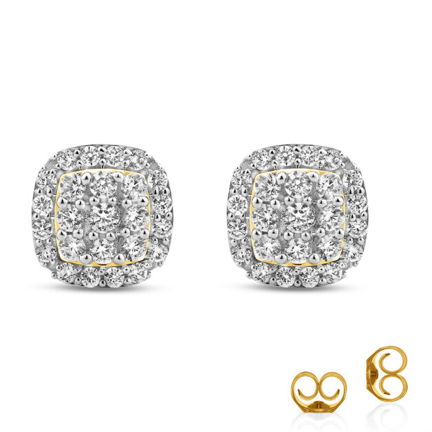 14K Yellow Gold 2 ct. tw.  _1,Cluster Cushion Lab Grown Diamond Earrings