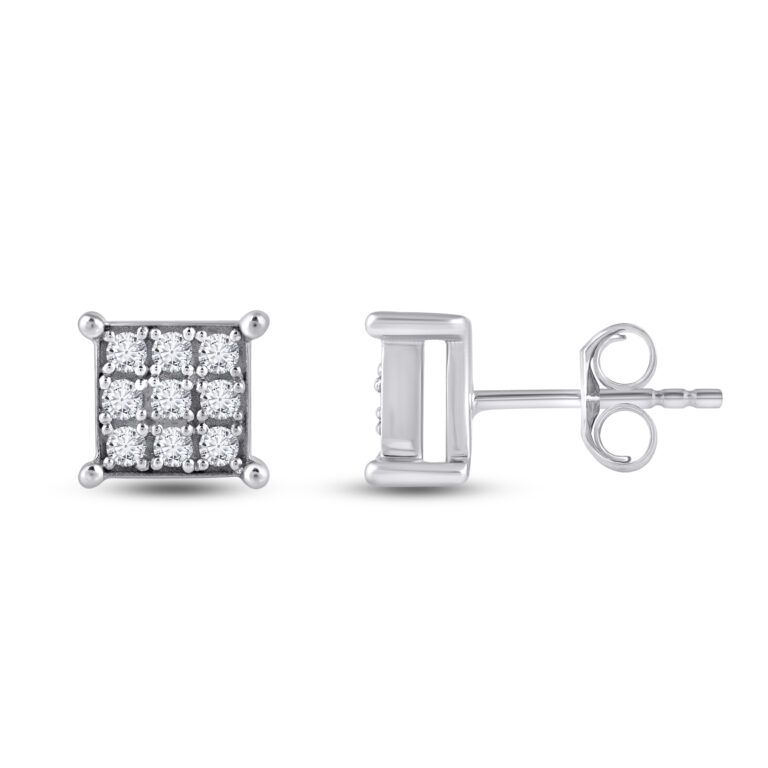 Essential Nine Stone Diamond Stud Earrings