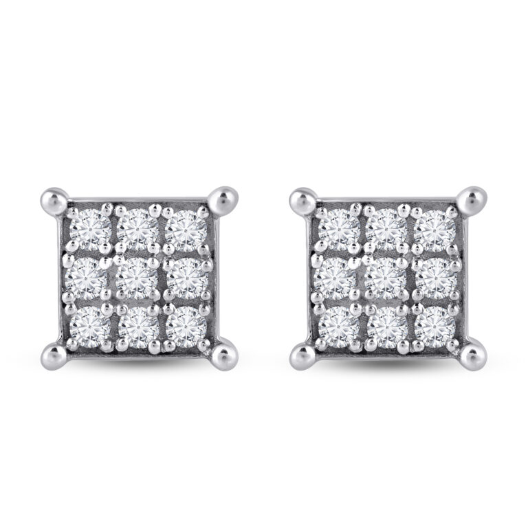 Essential Nine Stone Diamond Stud Earrings