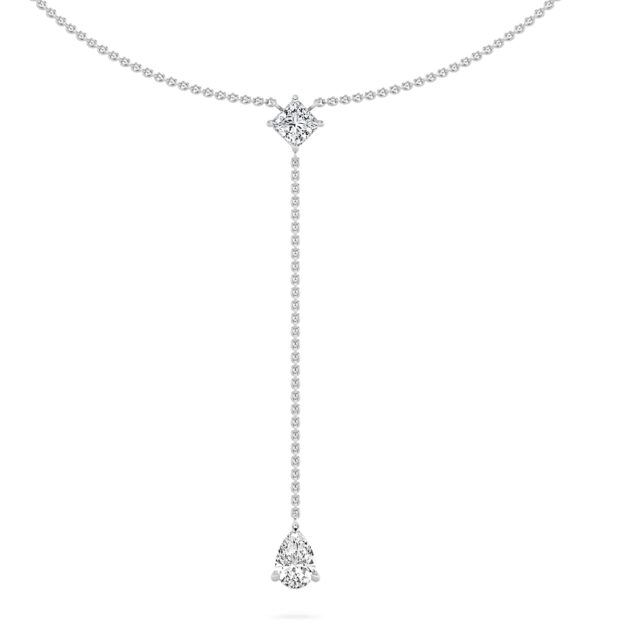 Cascading Elegance Lab Grown Lariat Diamond Necklace | 14K White Gold 2 ct.tw. _1
