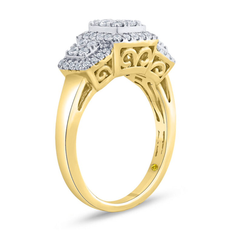 Three Stone Inspired Lab Grown Cluster Diamond Engagement Ring