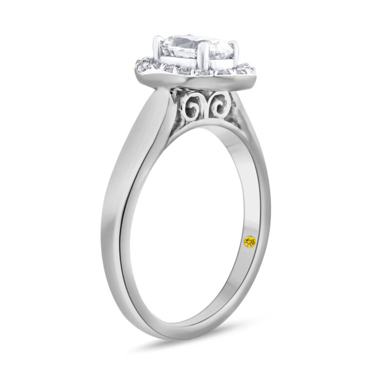 Scroll Halo Lab Created Oval Diamond Engagement Ring