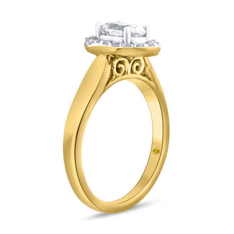 Scroll Halo Lab Created Oval Diamond Engagement Ring