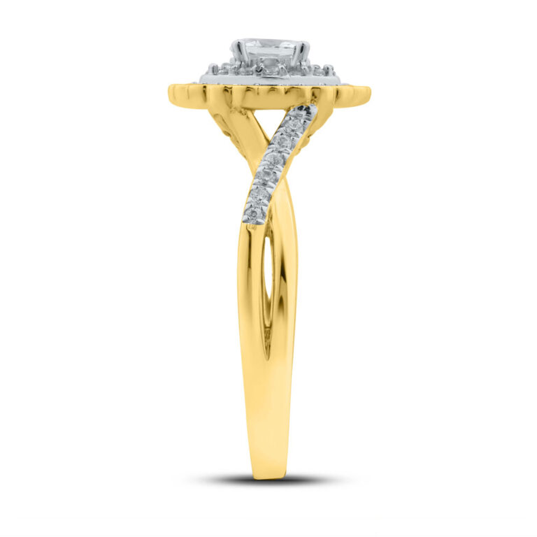 Floral Framed Lab Grown Oval Diamond Engagement Ring