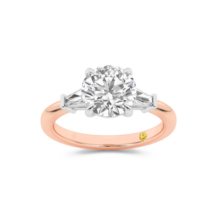 Valentina Tapered Baguette Lab Grown Three Stone Diamond Engagement Ring