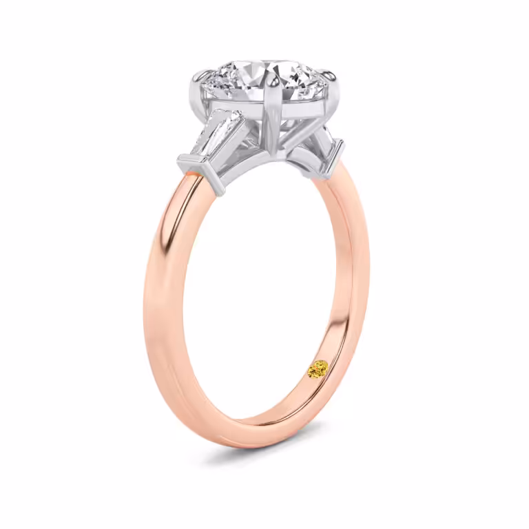 Valentina Tapered Baguette Lab Grown Three Stone Diamond Engagement Ring