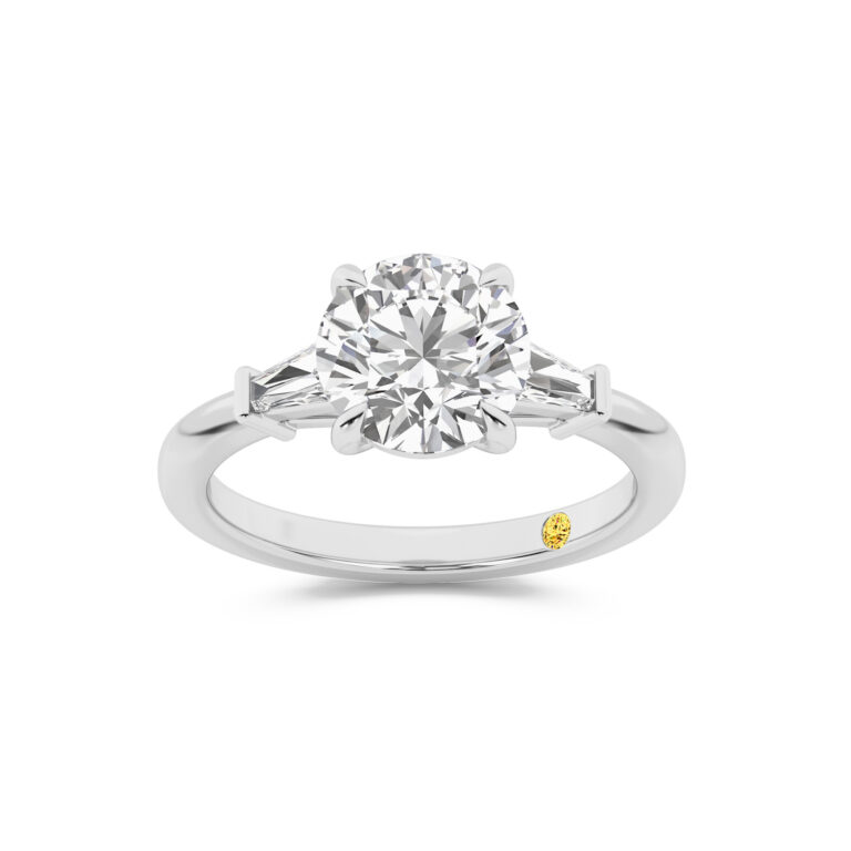 Valentina Tapered Baguette Lab Grown Three Stone Diamond Engagement Ring