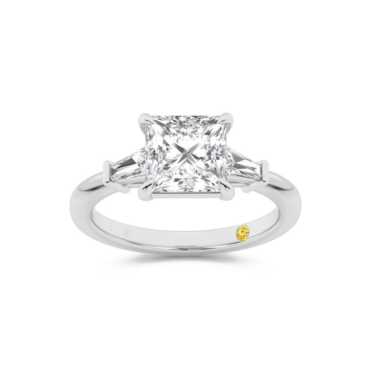 Valentina Tapered Baguette Lab Grown Three Stone Diamond Engagement Ring