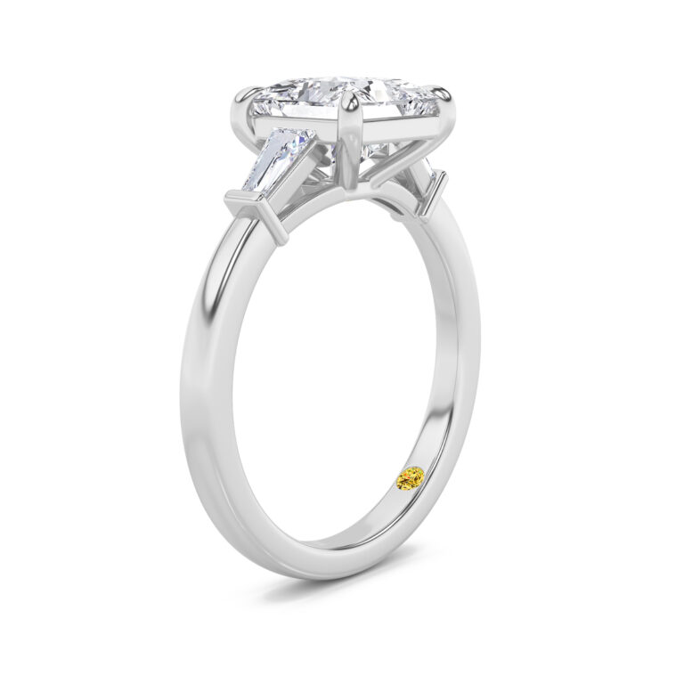 Valentina Tapered Baguette Lab Grown Three Stone Diamond Engagement Ring
