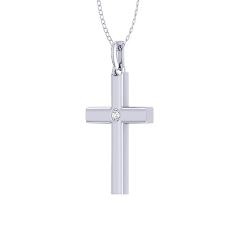 Lab Grown Accent Diamond Cross Necklace