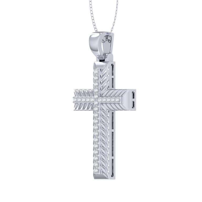 Art Deco Lab Grown Diamond Cross Necklace