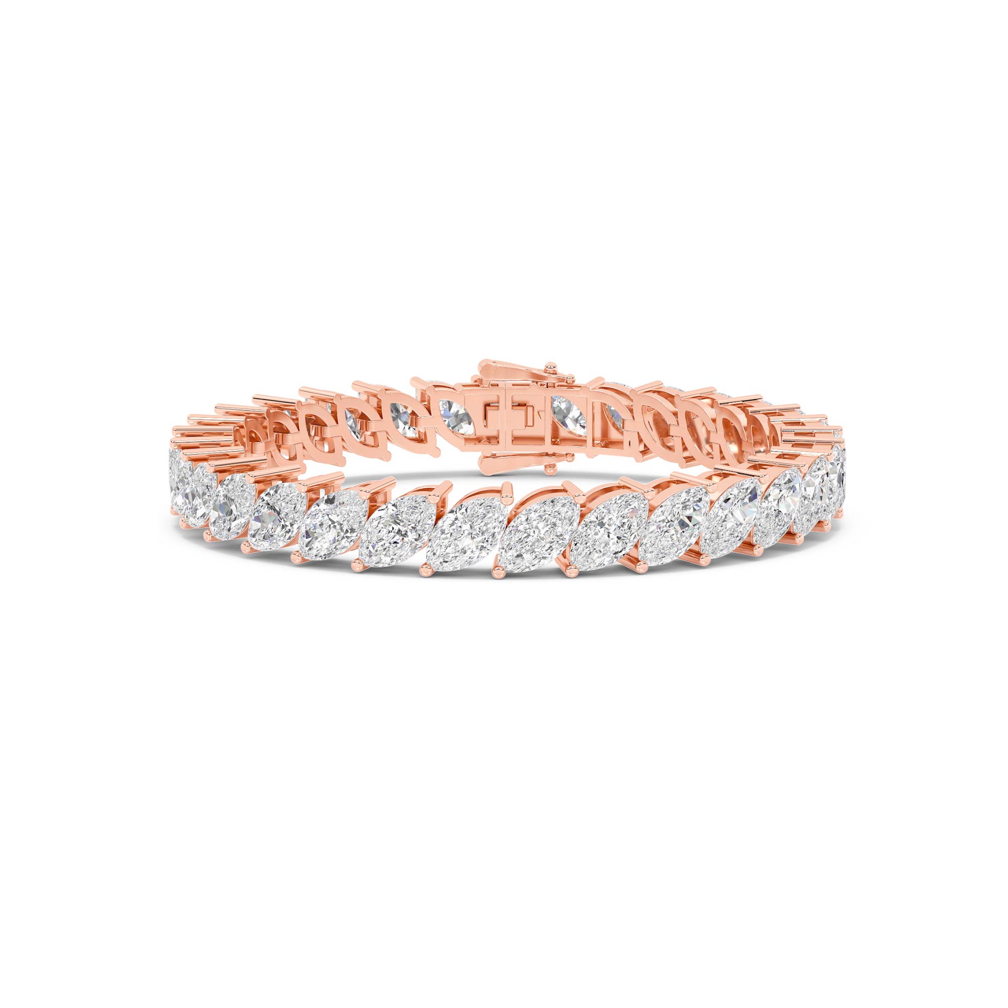 Lab Grown Marquise Diamond Tennis Bracelet | 14K Rose Gold 15 1/2 ct. tw.