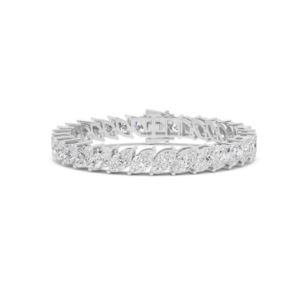 Lab Grown Marquise Diamond Tennis Bracelet | 14K White Gold 15 1/2 ct. tw._1