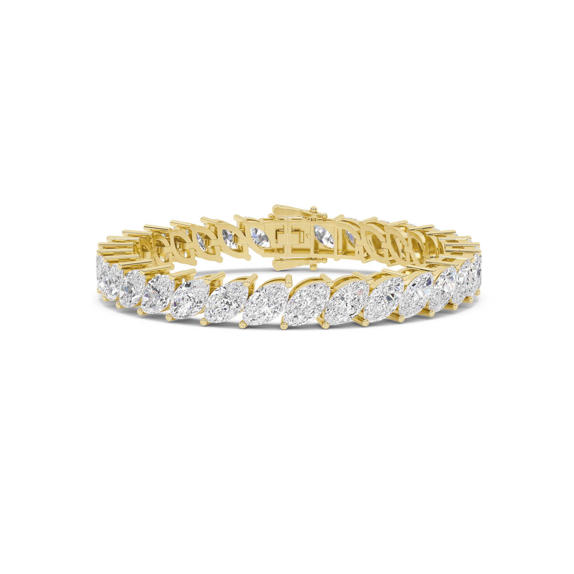 Lab Grown Marquise Diamond Tennis Bracelet | 14K Yellow Gold 15 1/2 ct. tw.